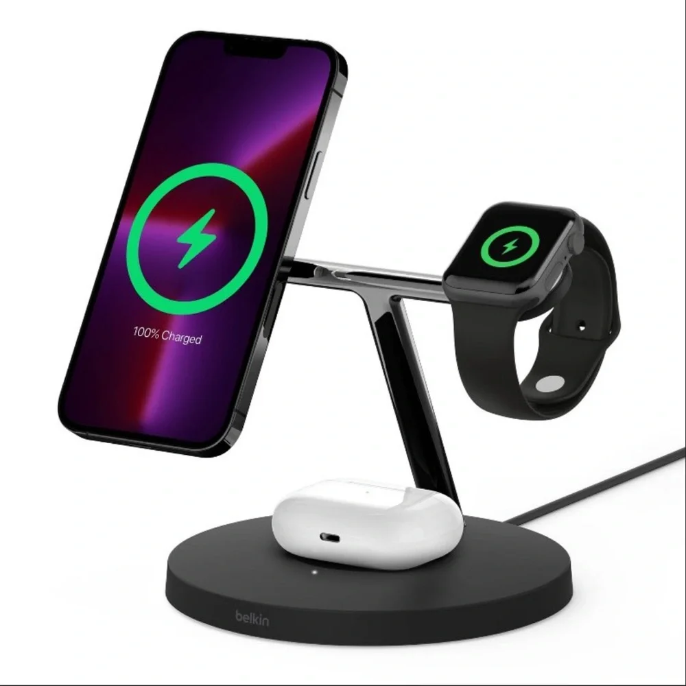 Belkin BoostCharge Pro 15W 3-in-1 Wireless Charger with MagSide NEW IN BOX